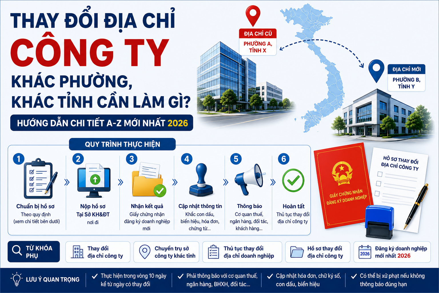 Thay đổi địa chỉ công ty khác phường, khác tỉnh cần làm gì